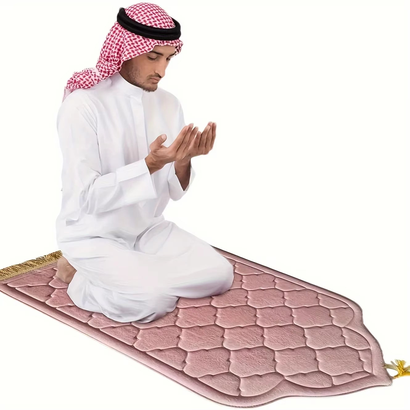 Yamamah Flannel Embossed Prayer Mat for Ultimate Comfort Luxurious Flannel Embossed Worship Rug for Daily Prayer