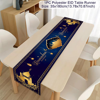 Ramadan Decoration 2025 Table Runner EID Mubarak Decor for Home Tablecloth Ramadan Kareem Islamic Muslim Party Eid Al Adha Gifts