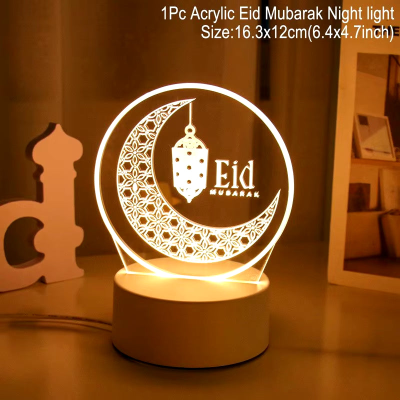 Eid Mubarak 3D Led Lamp Ramadan Night Light Led Moon Star Eid Bedroom Decoration Light Ornament Ramadan Decoration for Home 2025