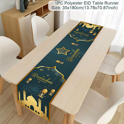 Ramadan Decoration 2025 Table Runner EID Mubarak Decor for Home Tablecloth Ramadan Kareem Islamic Muslim Party Eid Al Adha Gifts