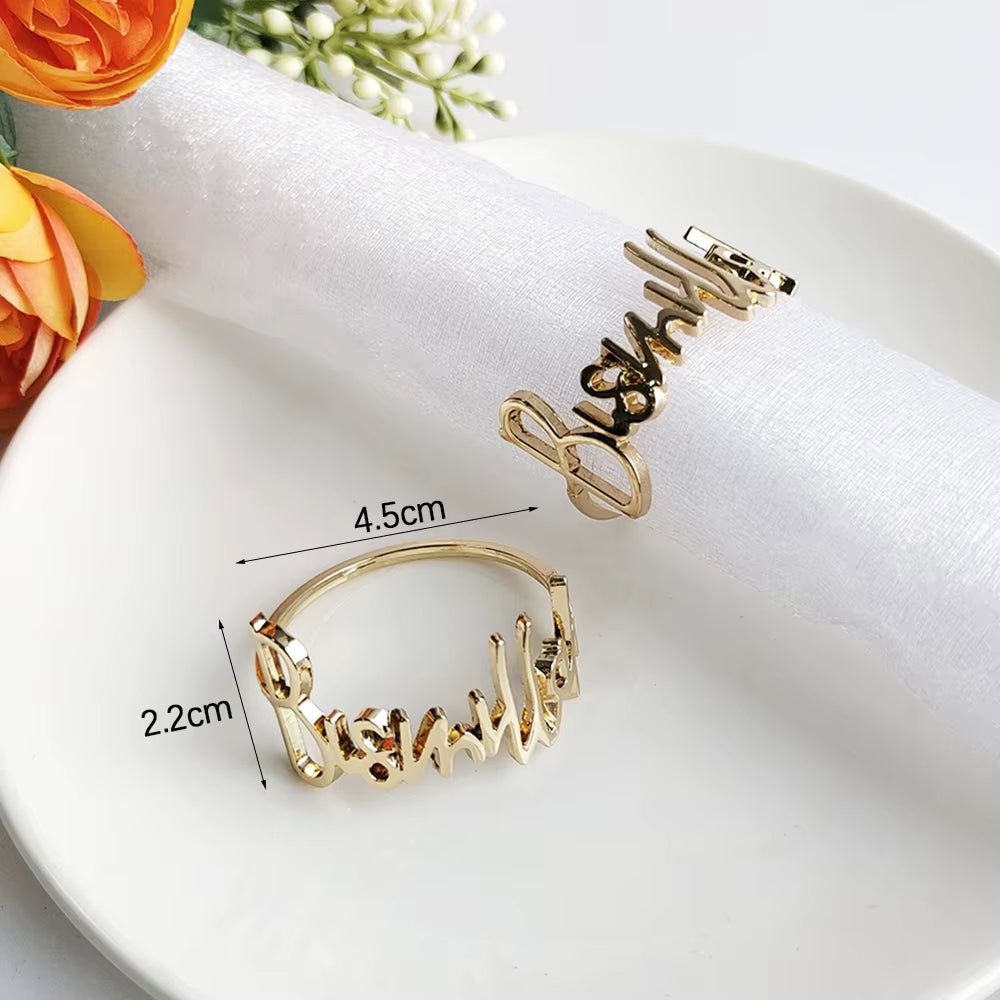 1/6Pcs Ramadan Napkin Rings Gold Bismillah Ramadan Kareem Napkin Holder Eid Mubarak Party Table Supplies Ramadan Decoration 2025