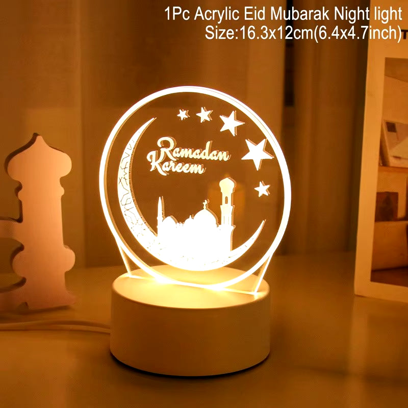 Eid Mubarak 3D Led Lamp Ramadan Night Light Led Moon Star Eid Bedroom Decoration Light Ornament Ramadan Decoration for Home 2025