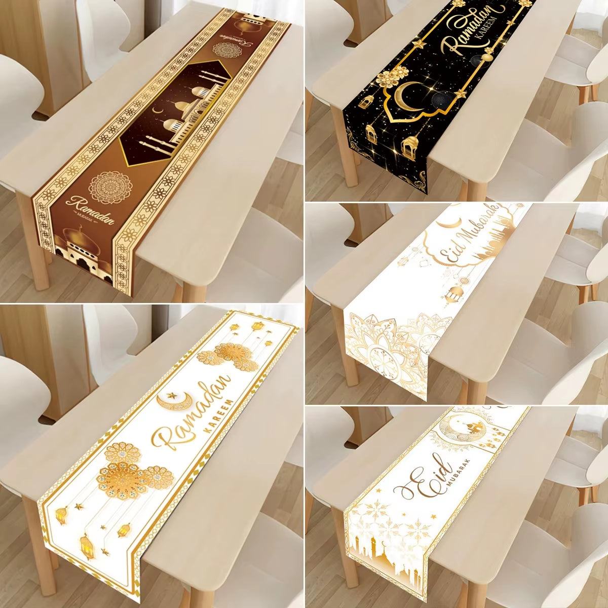 Ramadan Decoration 2025 Table Runner EID Mubarak Decor for Home Tablecloth Ramadan Kareem Islamic Muslim Party Eid Al Adha Gifts