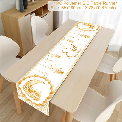 Ramadan Decoration 2025 Table Runner EID Mubarak Decor for Home Tablecloth Ramadan Kareem Islamic Muslim Party Eid Al Adha Gifts