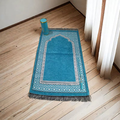 Portable Pocket Prayer Rug Braided Mats with Prayer Bead in Gift Box Travel Home Praying Blanket 70*110Cm Muslim Islamic Gift