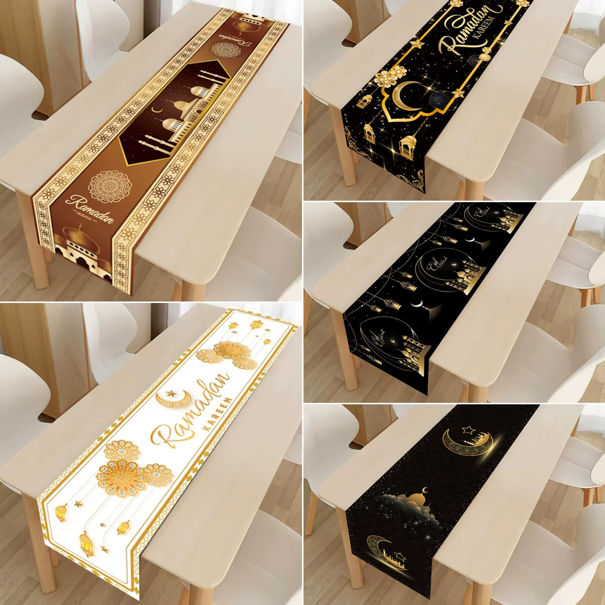 Ramadan Decoration 2025 Table Runner EID Mubarak Decor for Home Tablecloth Ramadan Kareem Islamic Muslim Party Eid Al Adha Gifts