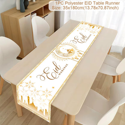 Ramadan Decoration 2025 Table Runner EID Mubarak Decor for Home Tablecloth Ramadan Kareem Islamic Muslim Party Eid Al Adha Gifts