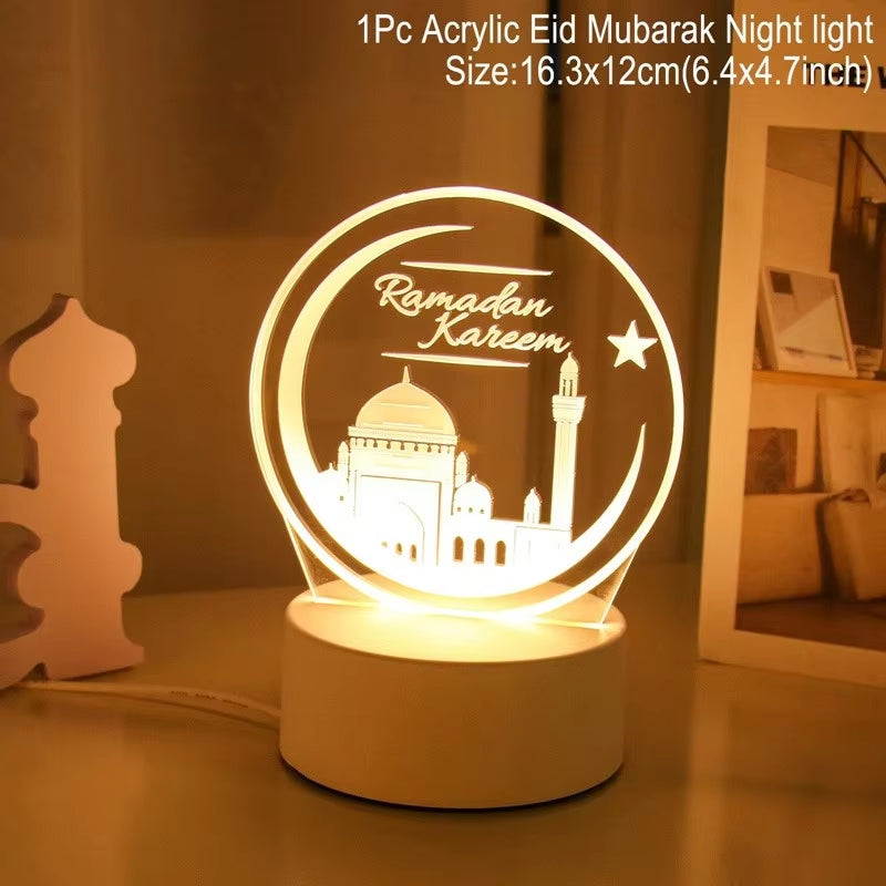 Eid Mubarak 3D Led Lamp Ramadan Night Light Led Moon Star Eid Bedroom Decoration Light Ornament Ramadan Decoration for Home 2025