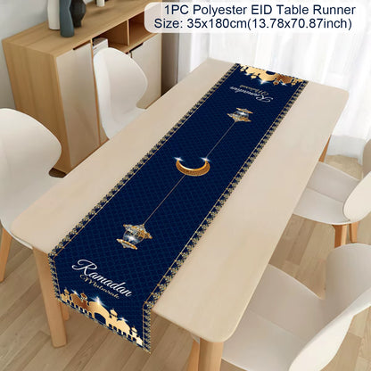 Ramadan Decoration 2025 Table Runner EID Mubarak Decor for Home Tablecloth Ramadan Kareem Islamic Muslim Party Eid Al Adha Gifts