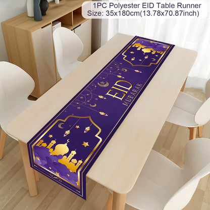 Ramadan Decoration 2025 Table Runner EID Mubarak Decor for Home Tablecloth Ramadan Kareem Islamic Muslim Party Eid Al Adha Gifts