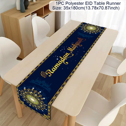 Ramadan Decoration 2025 Table Runner EID Mubarak Decor for Home Tablecloth Ramadan Kareem Islamic Muslim Party Eid Al Adha Gifts