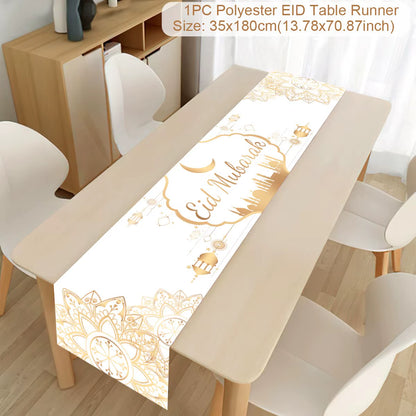 Ramadan Decoration 2025 Table Runner EID Mubarak Decor for Home Tablecloth Ramadan Kareem Islamic Muslim Party Eid Al Adha Gifts