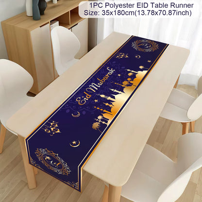 Ramadan Decoration 2025 Table Runner EID Mubarak Decor for Home Tablecloth Ramadan Kareem Islamic Muslim Party Eid Al Adha Gifts