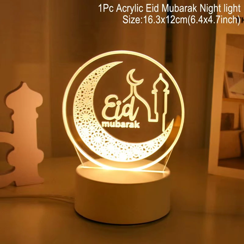 Eid Mubarak 3D Led Lamp Ramadan Night Light Led Moon Star Eid Bedroom Decoration Light Ornament Ramadan Decoration for Home 2025