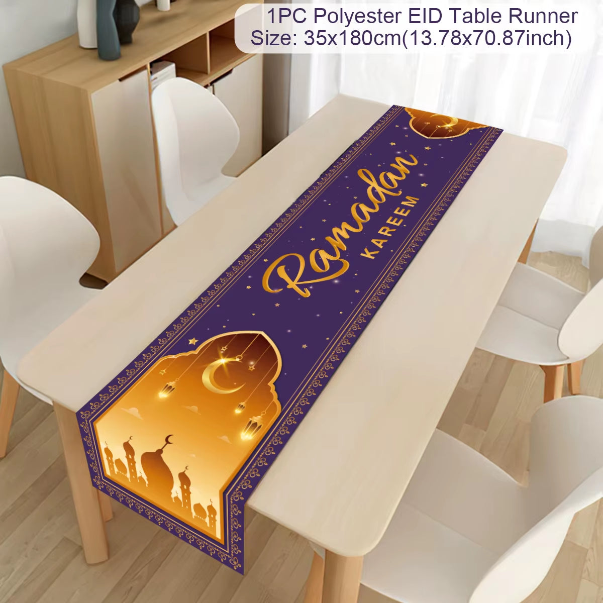 Ramadan Decoration 2025 Table Runner EID Mubarak Decor for Home Tablecloth Ramadan Kareem Islamic Muslim Party Eid Al Adha Gifts