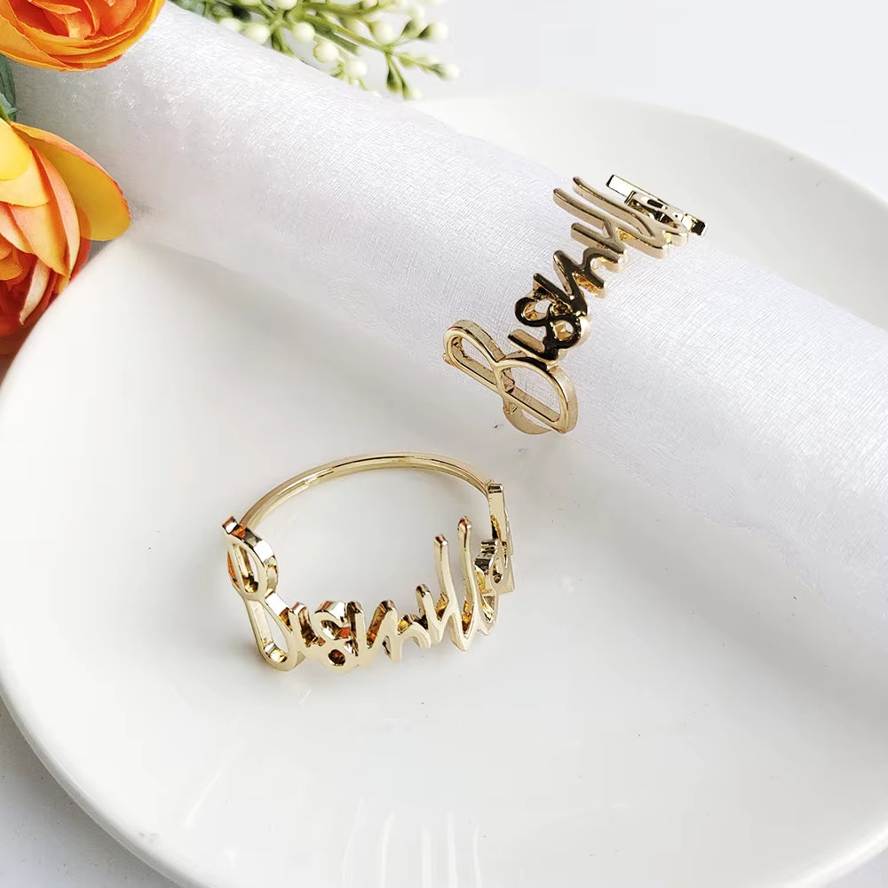 1/6Pcs Ramadan Napkin Rings Gold Bismillah Ramadan Kareem Napkin Holder Eid Mubarak Party Table Supplies Ramadan Decoration 2025