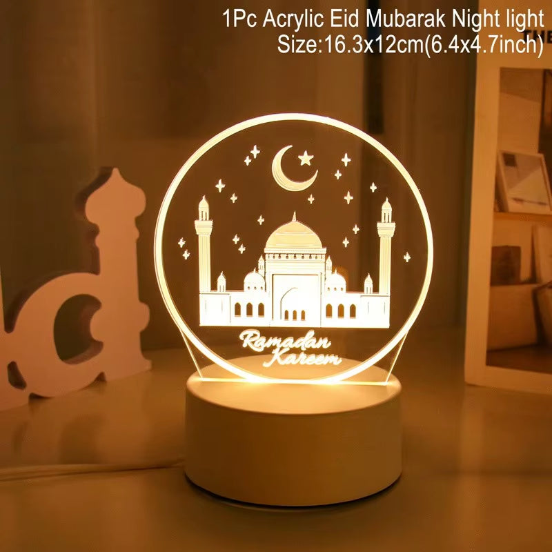 Eid Mubarak 3D Led Lamp Ramadan Night Light Led Moon Star Eid Bedroom Decoration Light Ornament Ramadan Decoration for Home 2025